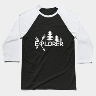 Explorer Outdoors White Design Baseball T-Shirt